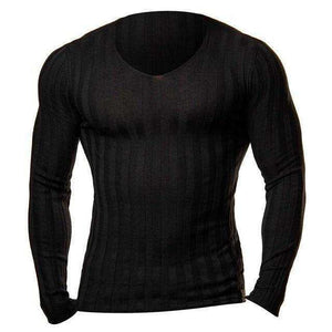 Men Knitted Slim Long Sleeve V Neck Warm Sweater