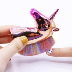 Unique Unicorn Rainbow Synthetic Hair Powder Blush Aesthetic Makeup Brushes
