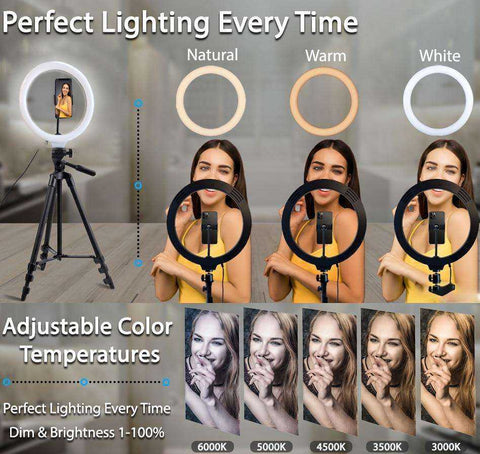 Image of 26cm Led Selfie Ring Light  Bluetooth Remote Lamp Photography Tripod Holder