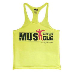 Muscle Alive Bodybuilding Tank Top Men's Cotton Muscle Shirt