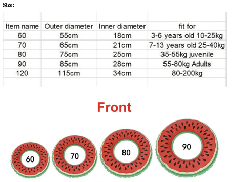 Image of High Quality Watermelon Circle Pool Float Circle Swimming Ring for Kids & Adults
