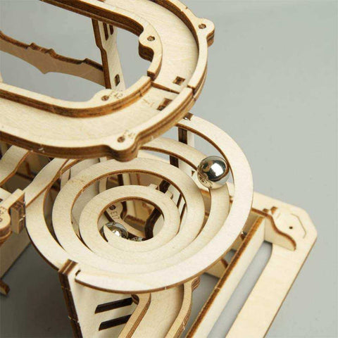 Marble Run DIY Waterwheel Wooden Model Building Block Assembly Toy