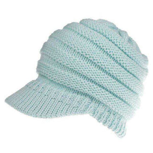 Ponytail Warm Knitted Beanie With Visor