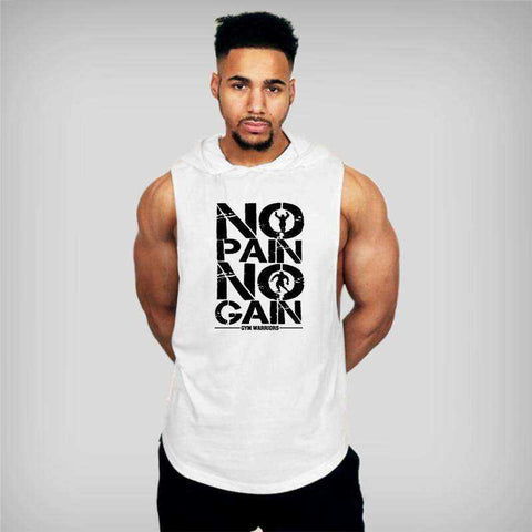 Image of Men's Brand Gyms Clothing Bodybuilding Hooded Cotton Sleeveless Tank Top