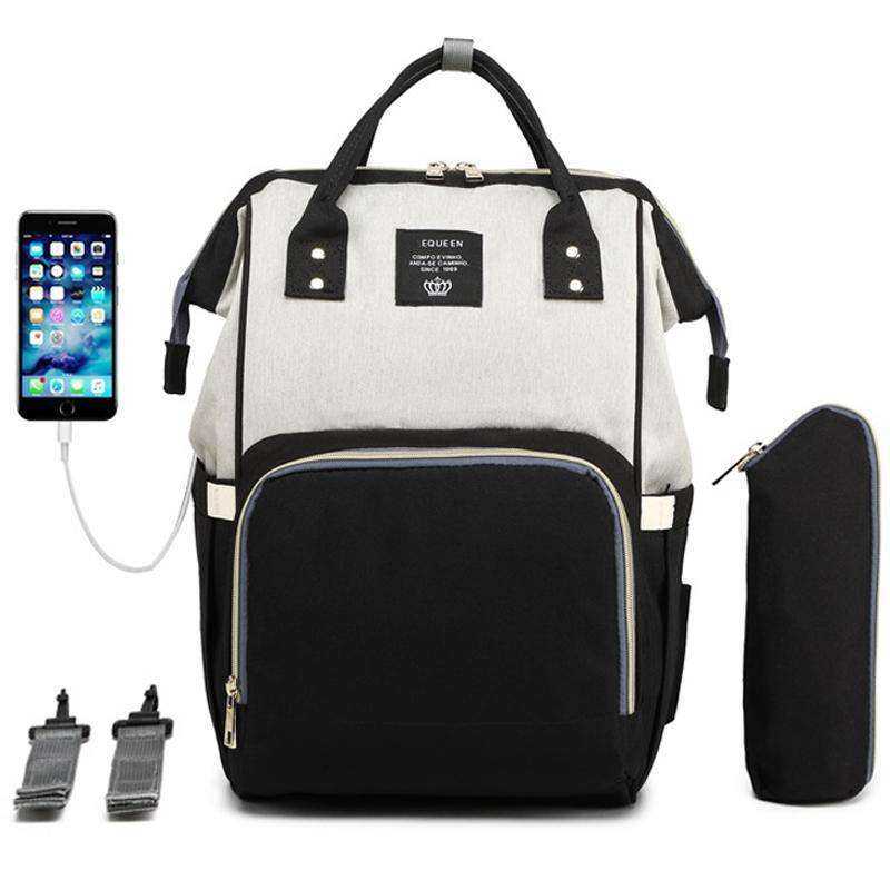USB Diaper Bag Baby Care Large Capacity Maternity Waterproof Backpack
