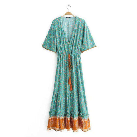 Image of Summer V-Neck Bohemian Maxi Long Dress