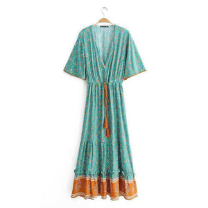 Summer V-Neck Bohemian Maxi Long Dress