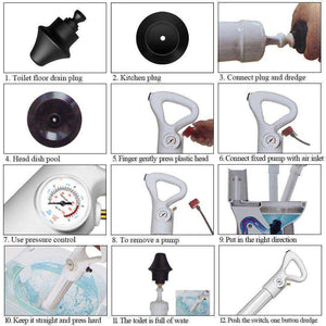 High Pressure Toilet Plungers Pump Cleaner Air Blaster