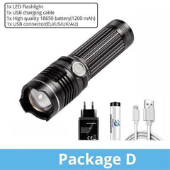 Rechargeable LED Flashlight With 4 Core P50 and 4 Colors LED Chip