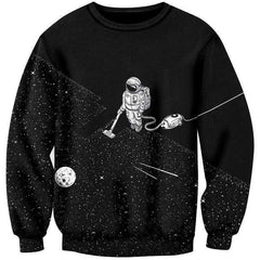 Cloud style Space Vacuum Cleaner Robot 3D Print Sweatshirt Hoody For Men