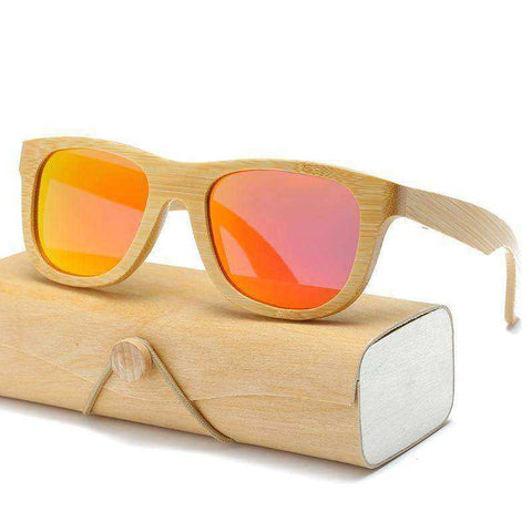 Image of Square Polarized Aesthetic Bamboo Wood Sunglasses