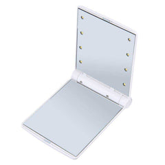 8 LED Lights Folding Square Cosmetic Pocket Mirror