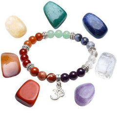 SEVEN CHAKRA BEADED POLISHED BRACELET WITH 7 REIKI STONES