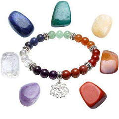 SEVEN CHAKRA BEADED POLISHED BRACELET WITH 7 REIKI STONES