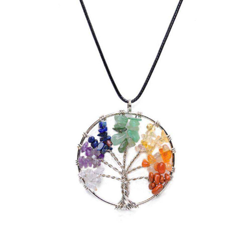 7 Chakra Awakening Crystal Pendant Necklace Tree of Life