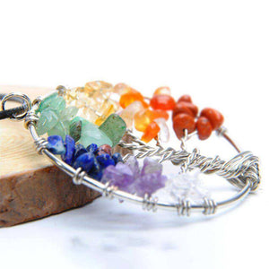 7 Chakra Awakening Crystal Pendant Necklace Tree of Life