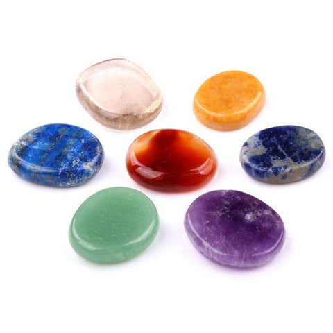 Image of 7 Chakra Palm Crystal Stones 7 Piece Set