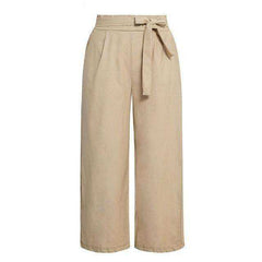 Casual cotton Wide leg sashes loose female long pants