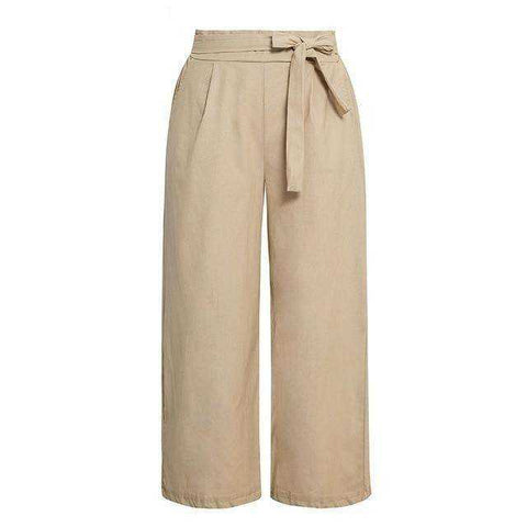 Image of Casual cotton Wide leg sashes loose female long pants