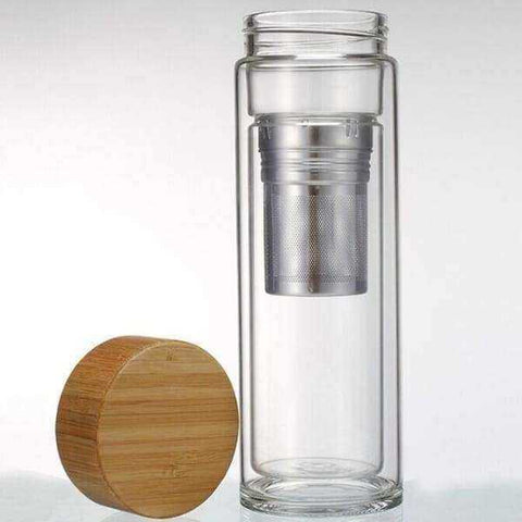 Image of Portable Double Wall Glass Bottle Tea Infuser Tumbler