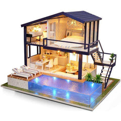 Unique Wooden Dollhouse With Furnitures For Children