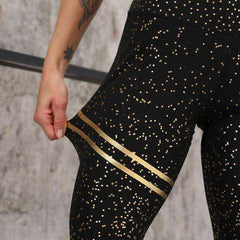 Women High Waist Glittered Push Up Workout Leggings