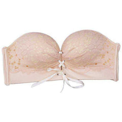 Women Floral Seamless Lace Strapless Push Up Bra Invisible Wireless Lingerie Underwear