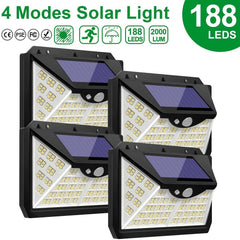 188 LED Solar Light Outdoor 3&4Modes Lamp Waterproof  Motion Sensor