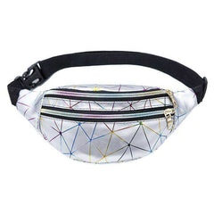 Holographic Waist Belt Bag Women Pink Silver Fanny Geometric Pack