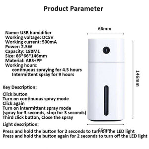 Aesthetic Mini LED Ultrasonic Square D Aroma Humidifier Air Purifier