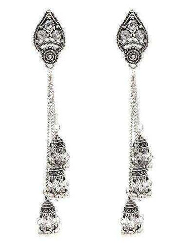 Image of Egypt Vintage Silver Alloy Earrings for Women