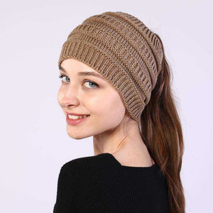 Winter Knitted Ponytail Beanies