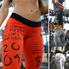 New  Writing Printing Put Hip Elastic High Waist Breathable Slim Leggings  For Women