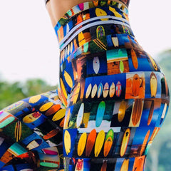 New Arrival Women High Waist Push Up Digital Print Stretch Fitness Workout Sport Leggings