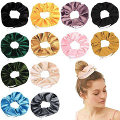 New Velvet Tencel Zipper Pocket Hairband Elastic  Accessories