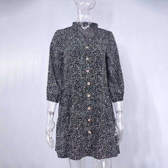 Floral Causal Loose Short Mini Dresses Three Quarter Sleeve Spring