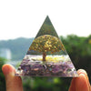 Tree of Life Pyramid Orgone Peridot With Charoite Natural Crystal Stones