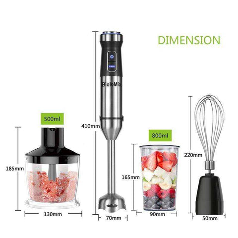 Image of 4-in-1 Stainless Steel 1100W Immersion Hand Stick Blender 500ml Chopper Whisk 800ml Cup