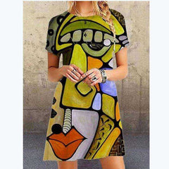 Casual Short Sleeve Plus Size O-Neck Dresses for Women