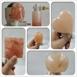 Warm White Salt Lamp Natural Crystal Hand Carved Air Purifying