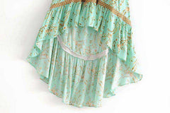 Vintage Chic Floral Print Rayon Bohemian Maxi Dress
