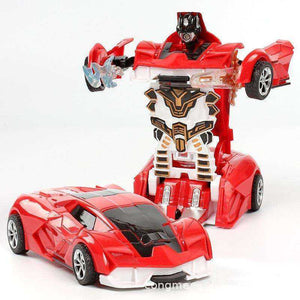 New One-key Automatic Transform Robot Funny Diecasts Plastic Model Car Kid Toys