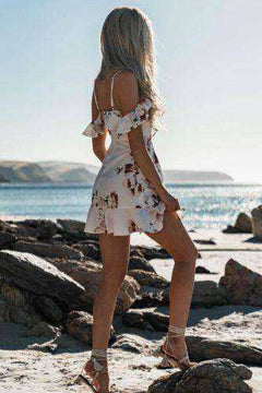 Off Shoulder Floral Chiffon  Dress