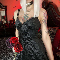 Sexy Spaghetti Straps Lace Pleated Black Sleeveless Mini Dress