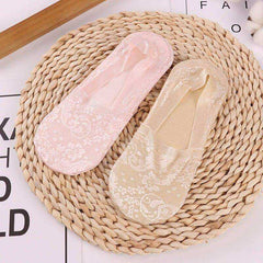 1/2 Pairs Women Girls Lace Flower Short Socks Anti-skid Invisible Ankle Sock Slippers