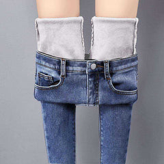 Women Warm Jean Pants