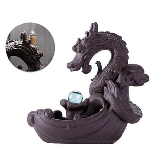 Ceramic Backflow Incense Burner Dragon With Crystal Ball home decoration