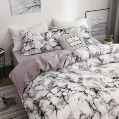 Printed Marble Bed Sets White Black Duvet Cover