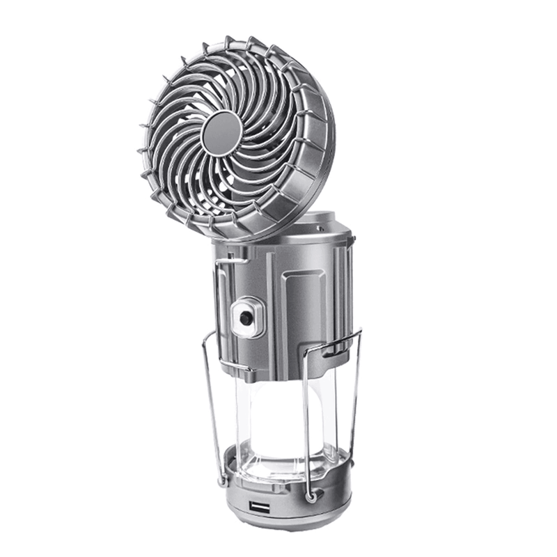 6 in 1 Portable Outdoor LED Camping Lantern With Fan Solar Rechargeable