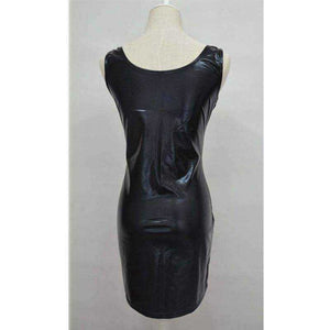 Womens Shining Wetlook Pu Faux Leather Lingerie Dress